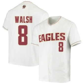 Men's Boston College Eagles Barry Walsh Performance Baseball Jersey - Replica White