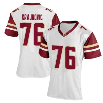 Women's Boston College Eagles Ilija Krajnovic Women Football Jersey - Replica White